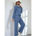 thumbnail image 5 of Two Piece Sets for Women Fall Outfits Long Sleeve Lounge Sets Side Slit Wide Leg Pants M, 5 of 7