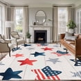 thumbnail image 2 of Rectangle Rug 5x8ft Area Rug, Independence Day Blue Red Star Area Rugs for Living Room Bedroom, Vintage Wooden Plank Floor Mat Non-Slip Non-Shedding Carpet Indoor Accent Rugs, 2 of 9