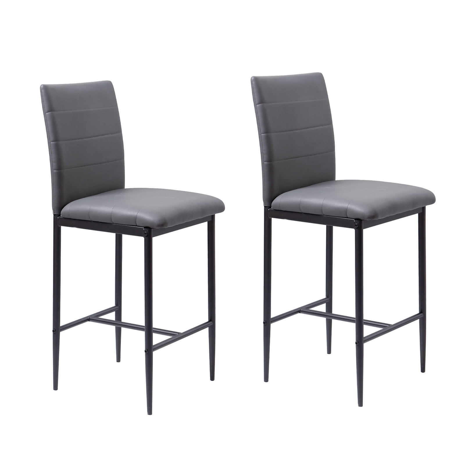 Nopurs Bar Stools Set of 2 Modern Faux Leather Barstools Counter Height