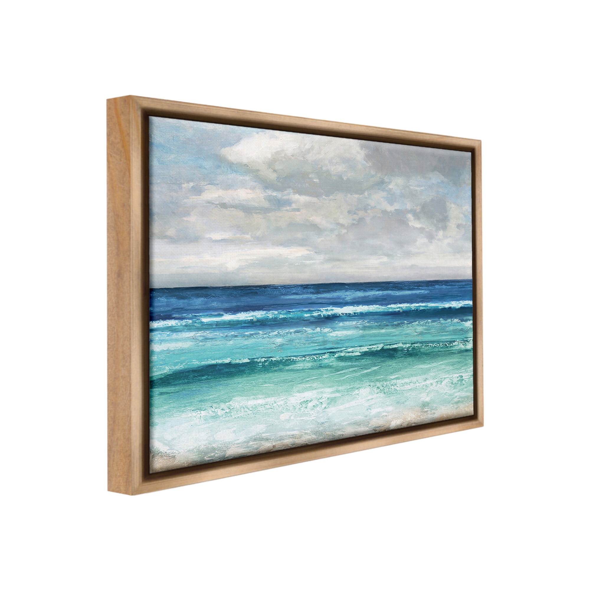 Stupell Industries Abstract Beach Clouds Landscape Painting Brown Floater Framed Canvas Art Print Wall Art, 31 x 25