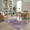 thumbnail image 2 of ODIKA 4'x6' Washable Area Rug Purple Plum Vintage Distressed Scroll Boho Border Pink Mauve for Dorm Room, Small Living Stain Resistant Low Profile, Easy Care, 2 of 7