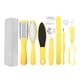 thumbnail image 1 of Juego de herramientas de pedicura, kit de cuidado de pies de acero inoxidable 10 en 1, kit de pedicura para eliminar la piel muerta, para hombres y mujeres, viaje, amarillo, 1 of 7