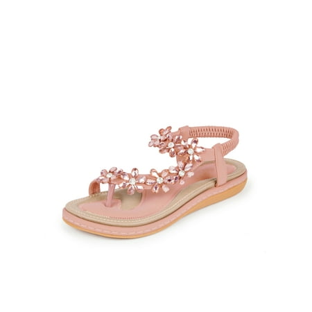 

Haute Edition Women s Bohemian Beaded Elastic Slip on Comfort Sandals