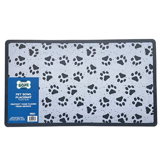 Throw Me a Bone Vinyl Dog Food Mat, 20 x 11.5 in