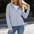 thumbnail image 2 of hoksml Women's Full Zip Hooded Lightweight Jacket Thumbhole Cuff Side Pocket Slim Casual Athletic Windshirt, 2 of 7
