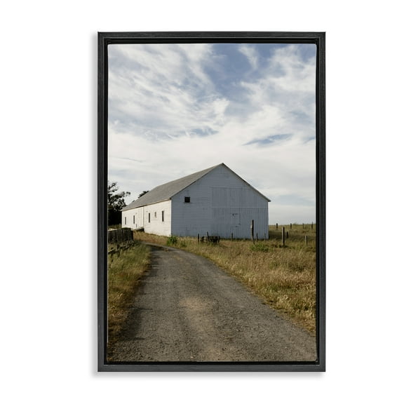 Stupell Industries Receding Road to Barn Landscape & Nature Photography Black Floater Framed Canvas Art Print Wall Art, 17 x 25