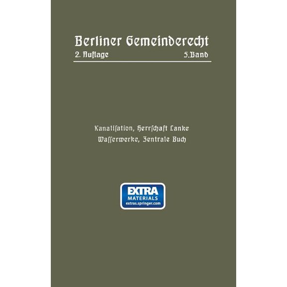 Kanalisation, Herrschaft Lanke, Wasserwerke, Zentrale Buch, (Paperback)