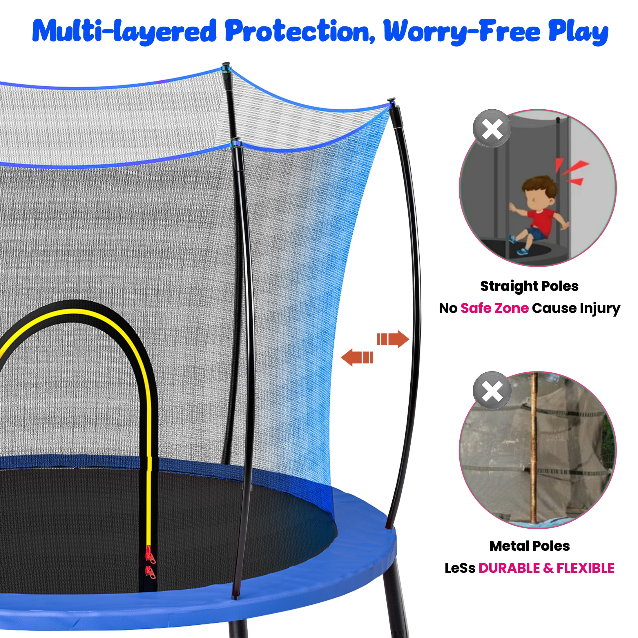 4.5FT Trampoline with Safety Enclosure for Kids, SEGMART Toddler Trampoline with Basketball Hoop, Kids Trampoline with Jumping Mat, Mini Trampoline, Indoor Trampoline, Gifts for Boys Girls, 110LBS
