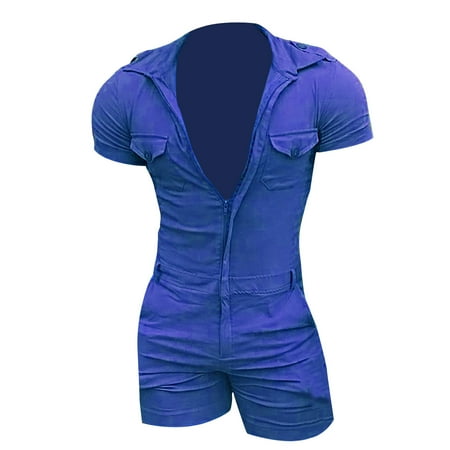 Sexy Lingerie Robe Long Lingerie for Women With Hooded Jumpsuit Men s Zipper Summer Shorts Jumpsuit Short Sleeved