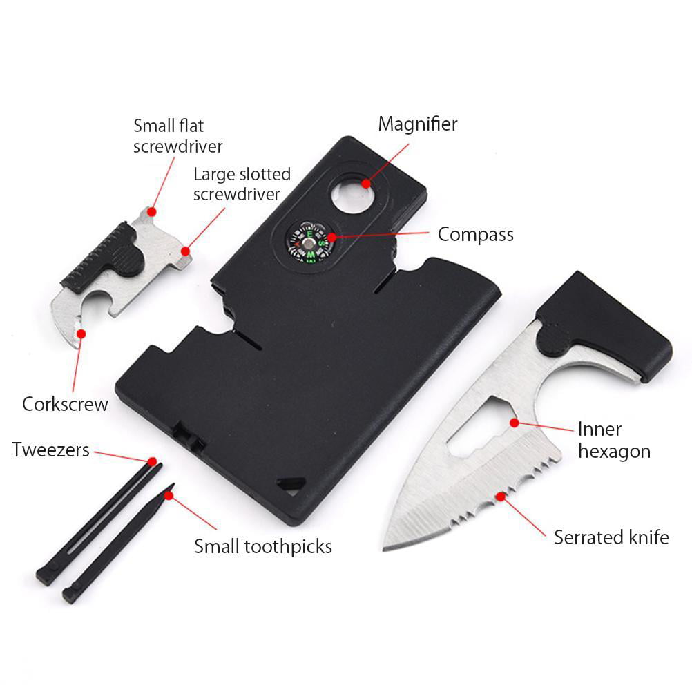 Multi-Function 10 in 1 Camping-Hiking-Outdoor Survival Tool~Credit Card Size 