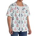 thumbnail image 2 of PAYOHTO Stripes and Anchors Mens Hawaiian Casual Short-sleeved Shirt Tropical Summer Beach Button Down Shirts, 2 of 7