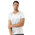 thumbnail image 2 of TTAO Mens Satin Short Sleeve Sleep Shirts Silk Smooth V-neck T-shirt Tee Blouse Lightweight Tops White XL, 2 of 7