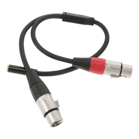 FRCOLOR Dual XLR to 1/8 Female Adapter Balanced Mini Jack Female to Microphone Cable 3.5mm Stereo TRS to Dual XLR Female Transforming Cord Converter 30cm
