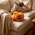 thumbnail image 3 of Halloween Plush Pumpkin, Soft Stuffed Animal Toy with Embroidered Face, Cozy Fall Decor for Sofa Bed Shelf, Safe Cuddle Companion for Kids, Harvest Season Gift, 3 of 5