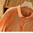 thumbnail image 5 of LEKWK Linen Tops for Women V Neck Button Down Summer Tops Short Sleeve Lightweight Floral Embroidered Loose Shirts Fashion Beach Vacation Daily Outfits, 5 of 8