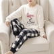 thumbnail image 2 of Conjunto de Pijama de franela para Mujer, ropa de dormir cálida de dibujos animados, estilo coreano, a la moda, para el hogar, Otoño e Invierno, 2 of 4