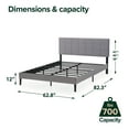 thumbnail image 3 of Mainstays Upholstered Queen Platform Bed Frame with Square Stitch Height Adjustable Headboard, Grey, 3 of 9