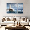 thumbnail image 2 of Elephant Stock Coastal White Lighthouse Wall Art - Horizontal Multi Panel Canvas - Living Room Wall Decor - Nautical Multi Panel - Gray And Blue Decor - 74" x 48", 2 of 8