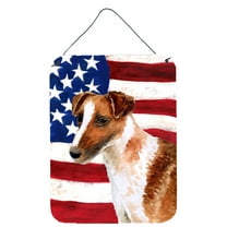 Carolines Treasures BB9647DS1216 Smooth Fox Terrier Patriotic Wall or Door Hanging Prints 12WX16H multicolor