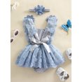 thumbnail image 2 of Suealasg 2Pcs Baby Girl Summer Birthday Outfit Flower Embroidery Lace Tulle Romper Dress +Bow Headband 3 6 12 18 24 Months Infant Girls Photoshoot Clothes, 2 of 7