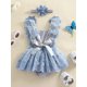 thumbnail image 3 of Conjunto de verano para bebé niña, pelele de malla con bordado floral y diadema con lazo, 2 piezas., 3 of 9