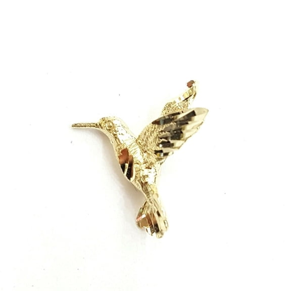 14k yellow Gold solid hummingbird Pendant charm fine gift jewelry for her 1g