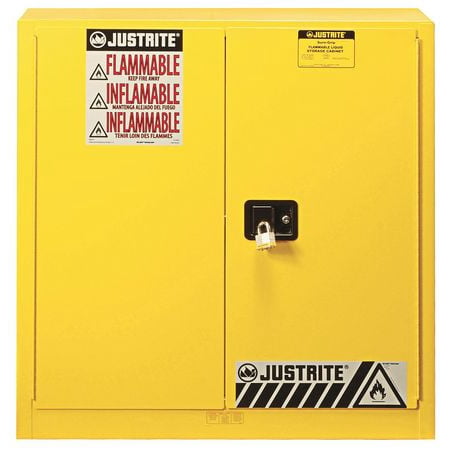 JUSTRITE 893300 Flammable Safety Cabinet, 30 gal., Yellow