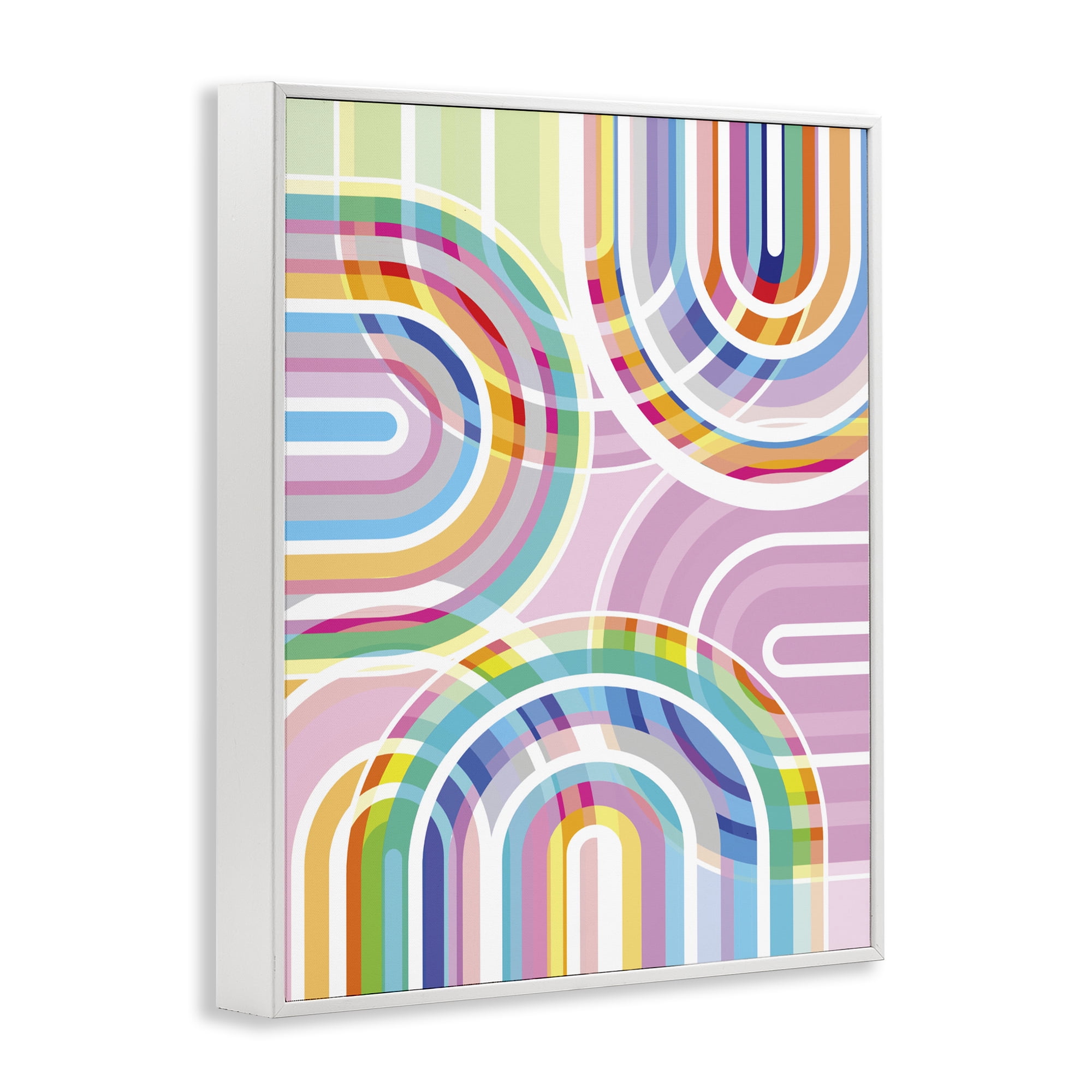 Stupell Industries Bright Playful Rainbow Arches White Framed Giclee Art, design by Amber Sterling