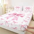 thumbnail image 4 of Erosebridal Watercolor Pink Bow Full Size Sheets, Cartoon Princess Bed Sheets, 4-Piece, 4 of 5