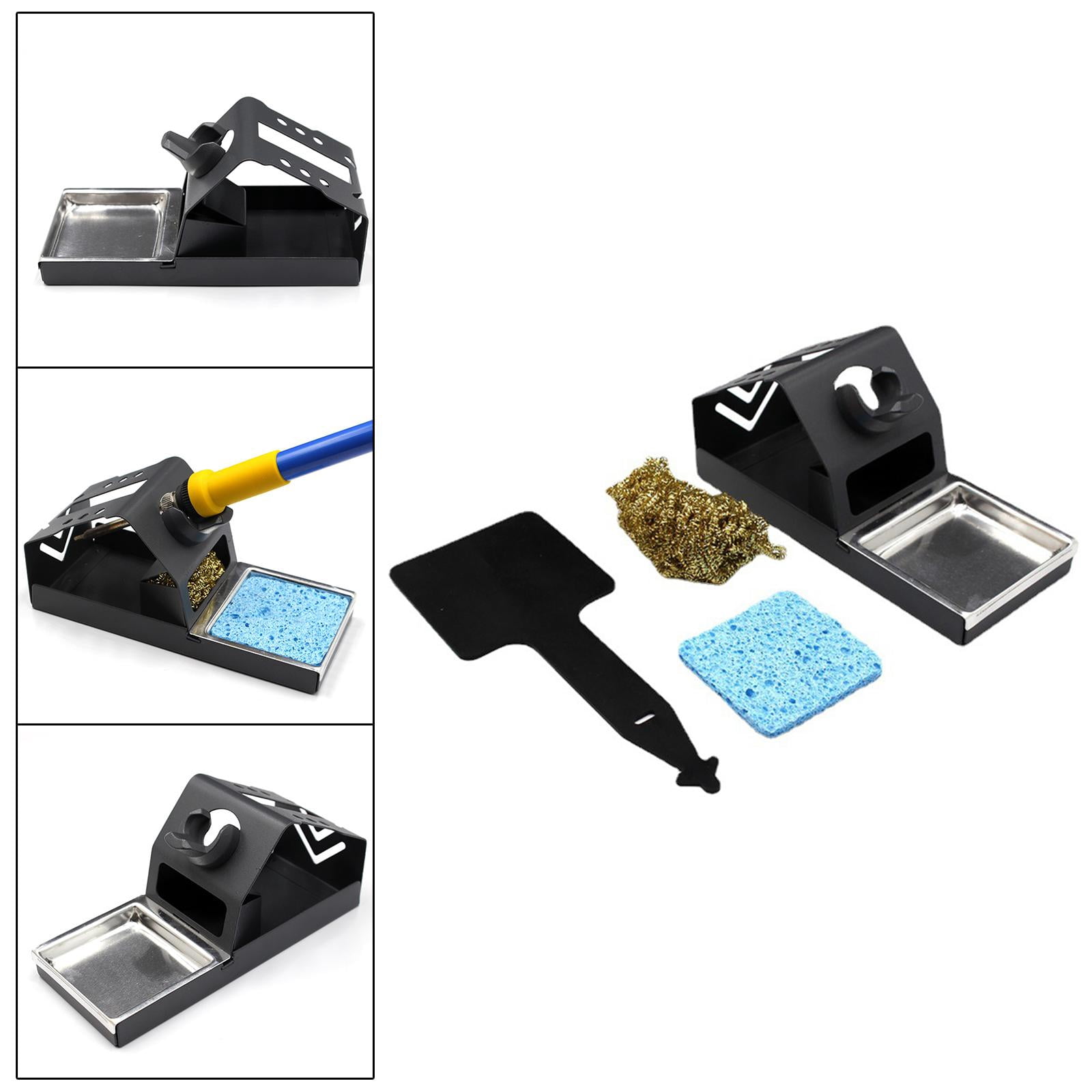 Miulika Soldering Iron Holder Multifunctional Soldering Station Iron Holder Metal Heat Resistant Soldering Iron Stand with Tip Cleaning Sponge Heavy Duty Sold