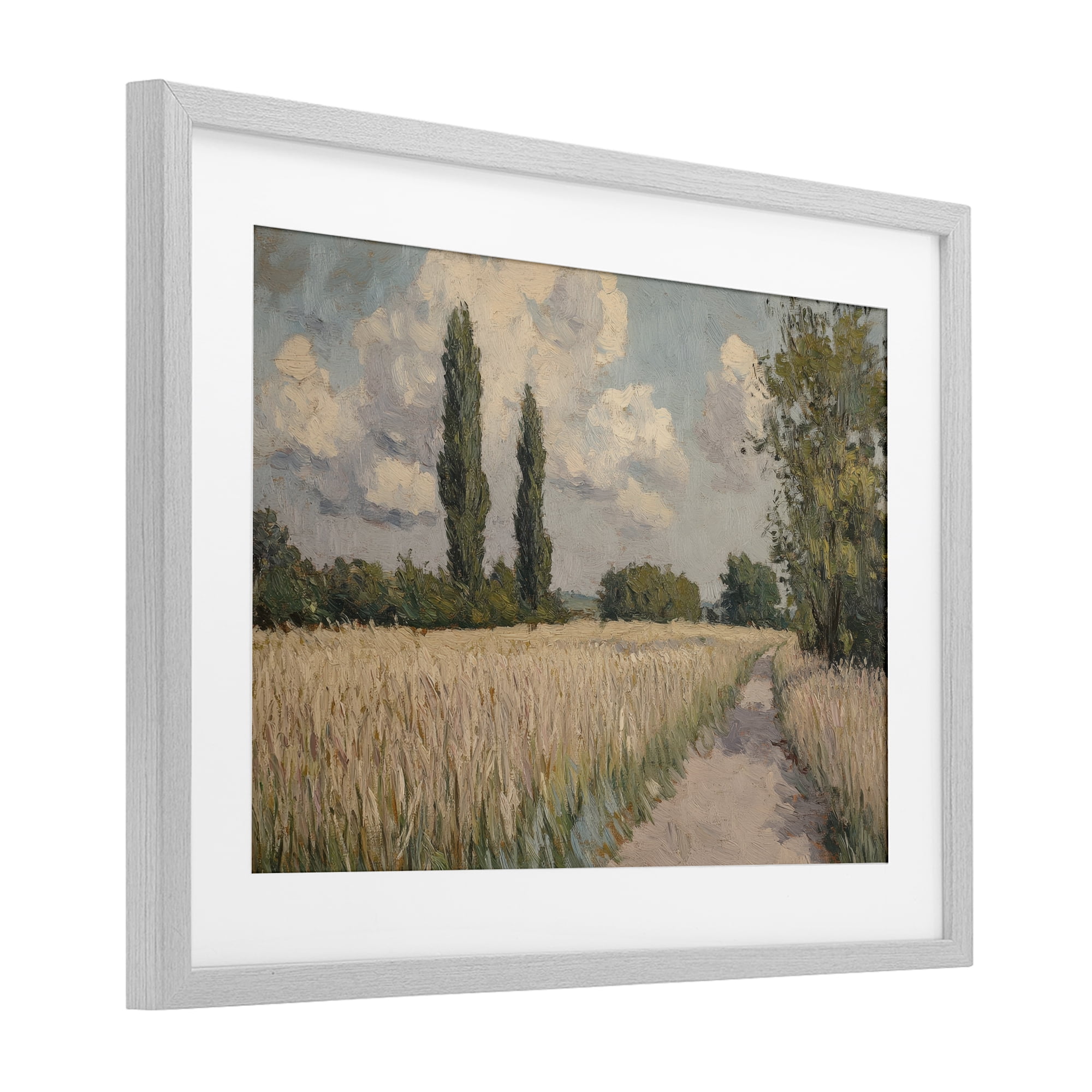Stupell Industries Summer Path Between Poplars Gray Framed Print Under Glass, design by Petal Prints Design
