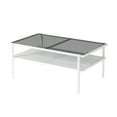 thumbnail image 2 of Tcbosik 2-Tier Coffee Table with Gray Tempered Glass Top, 38.3" Cocktail Table with Metal Legs, Center Table for Living Room, White, 2 of 7