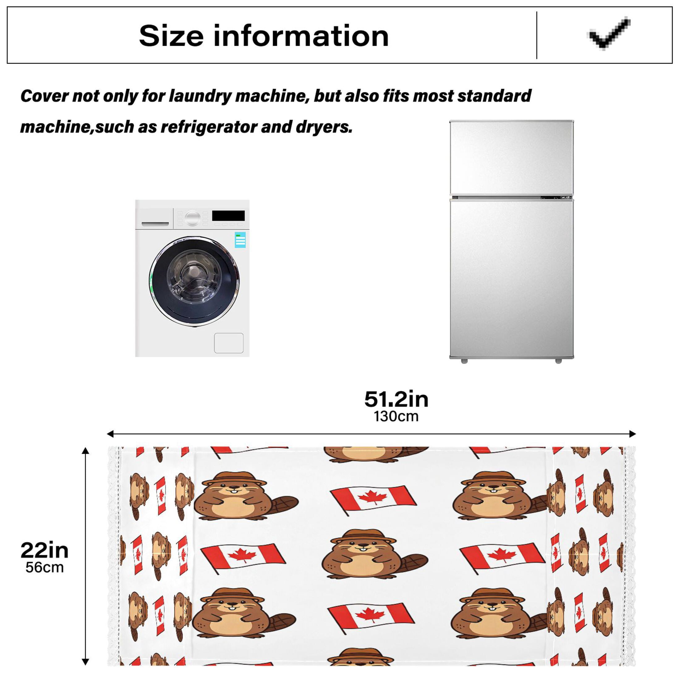 Wobogo Canadian Beaver Washing Machine Cover Dustproof Washer Dryer Cover Waterproof Laundry Room Decorative Protector