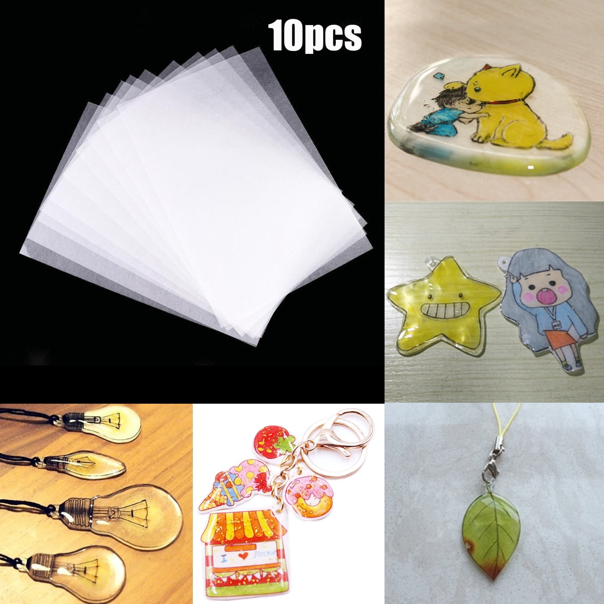 5x Heat Shrink Paper Film Sheets for DIY Jewelry Making Craft Rough Polish