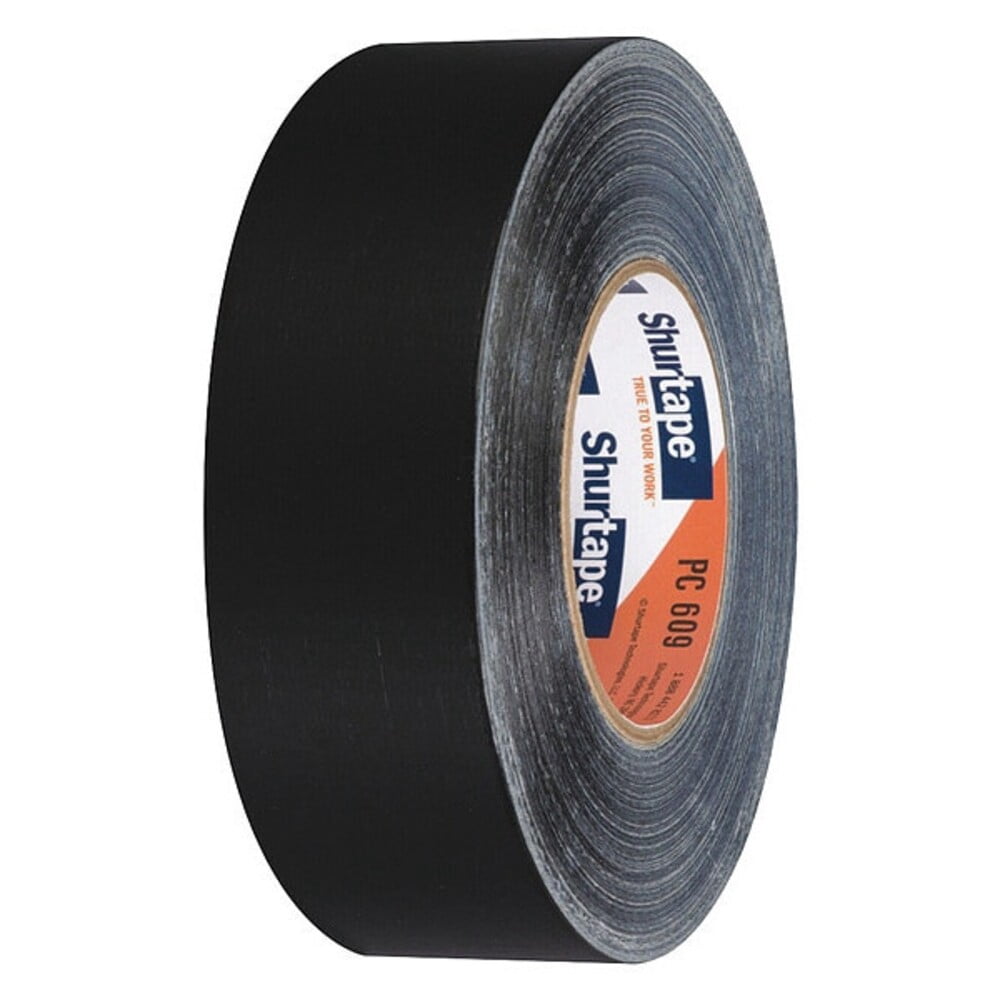 Shurtape Duct Tape, Black, 60-1/8 yd L, 1-7/8 in W 105475