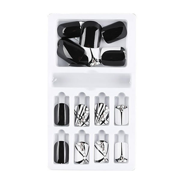 Puntas de uñas postizas reutilizables, 24 unidades, color mate HUOGUO
