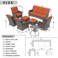 thumbnail image 3 of MeetLeisure 8 Pieces Outdoor Furniture Patio Furniture Set with One 3-Seat Sofa, Two Swivel Rocking Chairs,Two Armchairs, Two Ottomans,One Side Table, Orange, 3 of 13