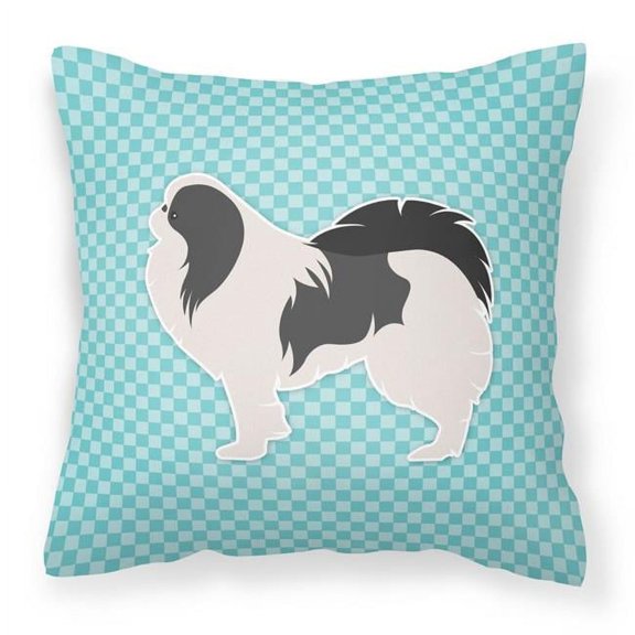 Carolines Treasures BB3737PW1818 Japanese Chin Checkerboard Blue Fabric Decorative Pillow