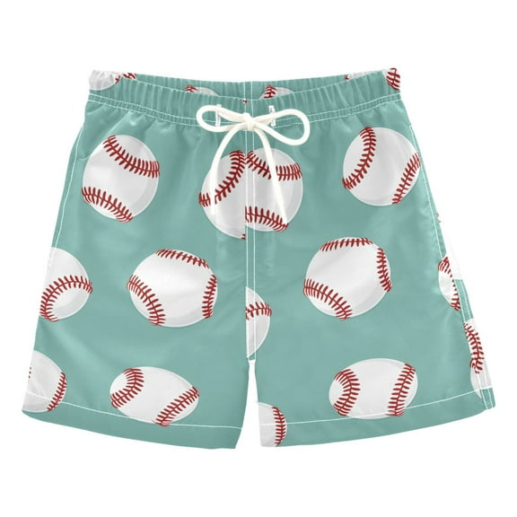 joogoo Boys Swim Trunks Baseball on Blue Beach Board Shorts Drawstring Swimsuit 5T