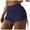 Dark Blue, variant on Women Plus Size High Waist Brazilian Bikini Bottom - Solid/Print Design, Elastic Waist, Drawstring - Polyester Swim Shorts in M-XXXL