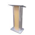 thumbnail image 1 of FixtureDisplays® 49" Maple Melamine Podium Pulpit Lectern With Curved Brushed Stainless Steel Sides 19629, 1 of 13