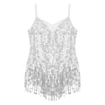 thumbnail image 3 of Mufeng Kids Girls Sequins Tassel Latin Dance Dress Skirt Leotard Modern Jazz Ballroom Costume Dancewear Silver 14, 3 of 7