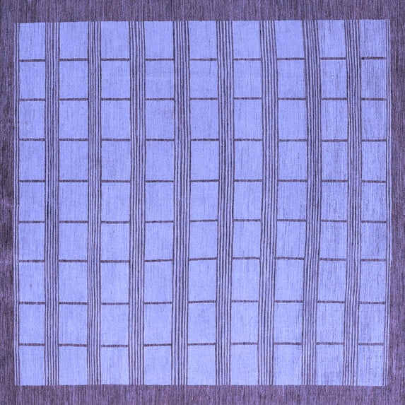 Ahgly Company Machine Washable Indoor Square Checkered Blue Modern Area Rugs, 4' Square