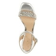 thumbnail image 3 of JEWEL BADGLEY MISCHKA Womens Silver Padded Rhinestone Ankle Strap Natasha Square Toe Stiletto Buckle Slingback Sandal 10, 3 of 4