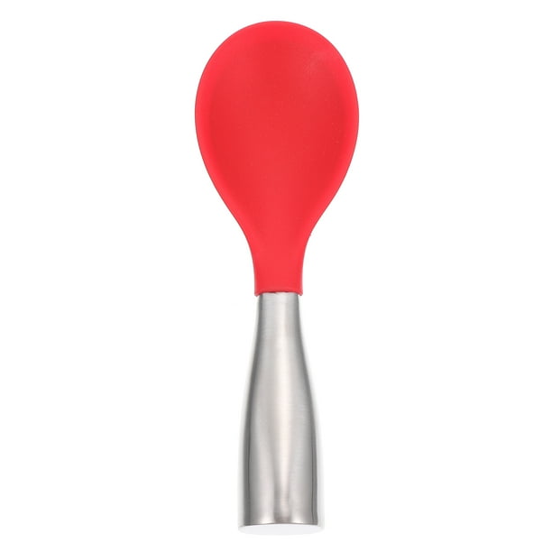 BRIGHTFUFU 1 PC Cuchara de arroz de gel de sílice estándar con mango de acero inoxidable (rojo)