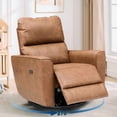 thumbnail image 3 of Studyset Swivel Rocking Recliner Chair, Glider Rocking Chair, Upholstered Faux Leather Recliner, Manual Recliner Chair with Lumbar Support, Nursery Rocking Recliner for Living Room, 3 of 7