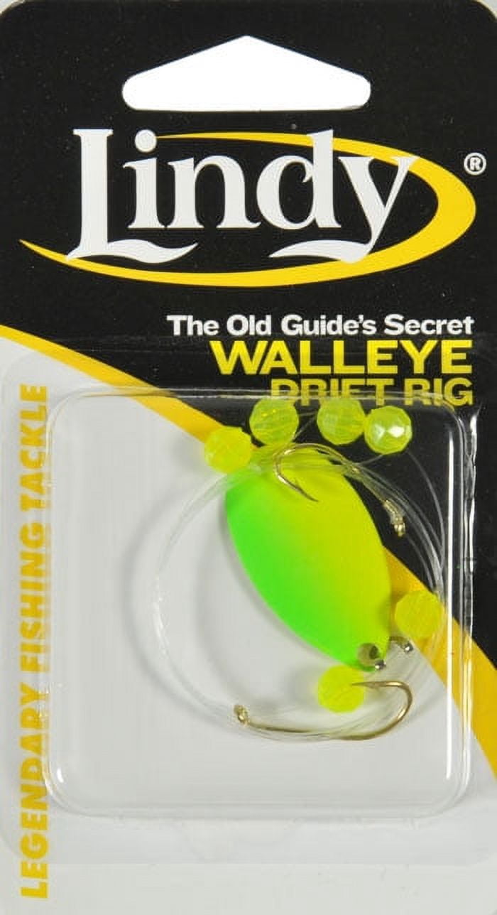 (2 pack) Lindy Old Guides Secret Drift Rig Fishing Lure Rig Chartreuse Lime 36 in.