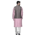 thumbnail image 3 of Atasi Pyjama Kurta Col Mandarin Traditionnel Uni avec Veste Imprimée, 3 of 3