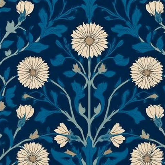 Boho Peel and Stick Wallpaper 23.6in x 9.8ft Vintage Floral Daisies Navy Blue Contact Paper Vinyl Waterproof Self Adhesive Wall Paper for Bedroom Shelf Cabinet Renter Friendly