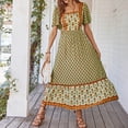 thumbnail image 1 of WILLBEST Vestidos Casuales para Mujer con Curvas, Vestido Largo Bohemio Informal de Manga Corta con Volantes y Cuello Cuadrado, Vestidos Maxi Fluidos Florales para Fiesta y Playa Grande, 1 of 3